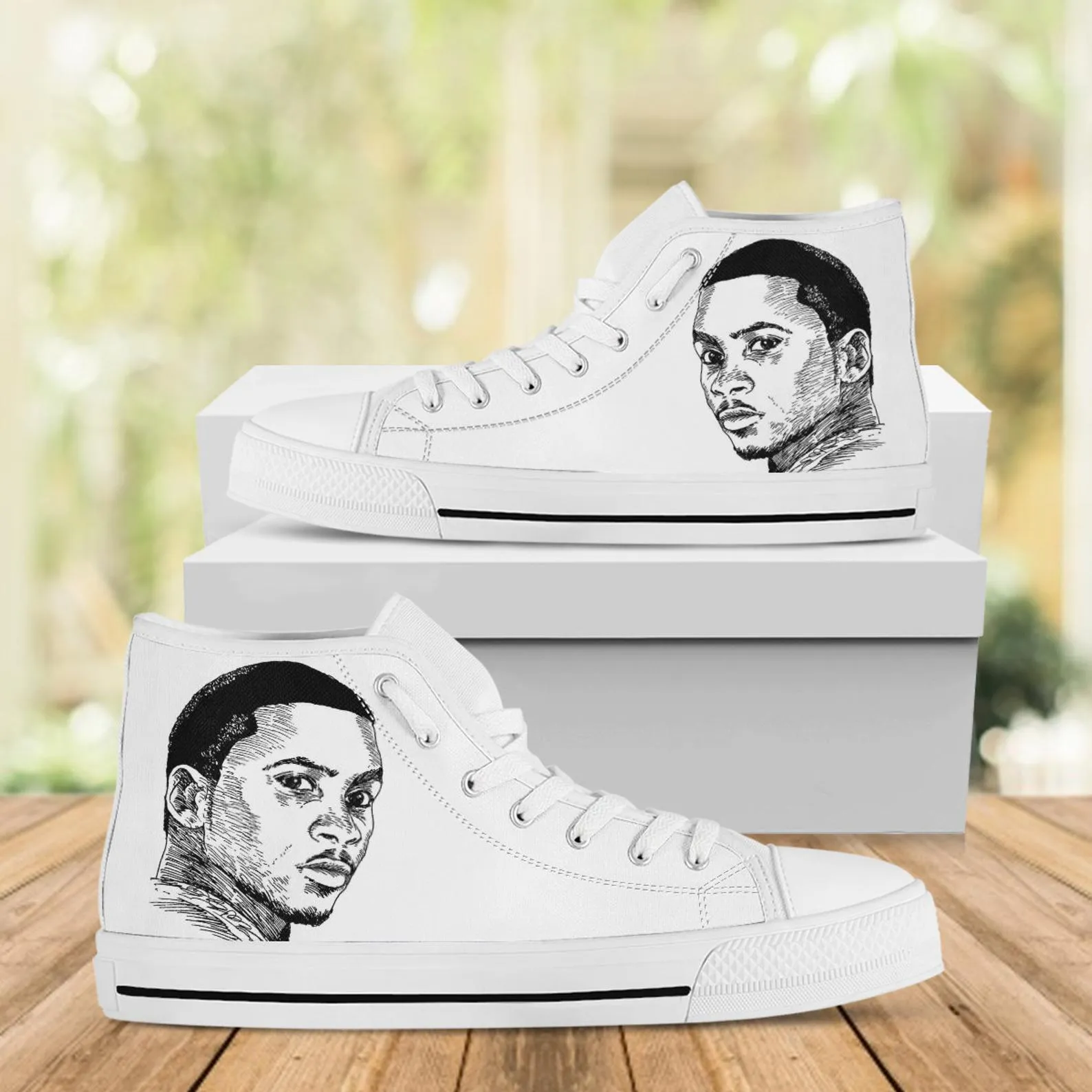 Lil B Custom Shoes, Custom Music Shoes, Music Hightops, Rapper Lil B Shoes, Hip Hop, Rapper Hi Tops