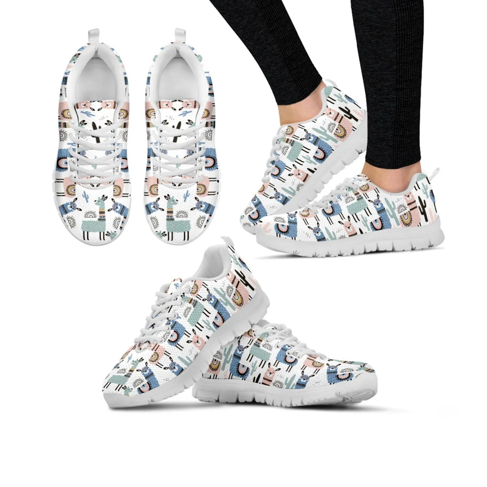 Llama Pattern Shoes Llama Printed Sneakers Llama Running Shoes Llama Lover Gifts Clothing for Womens Mens Kids Adults