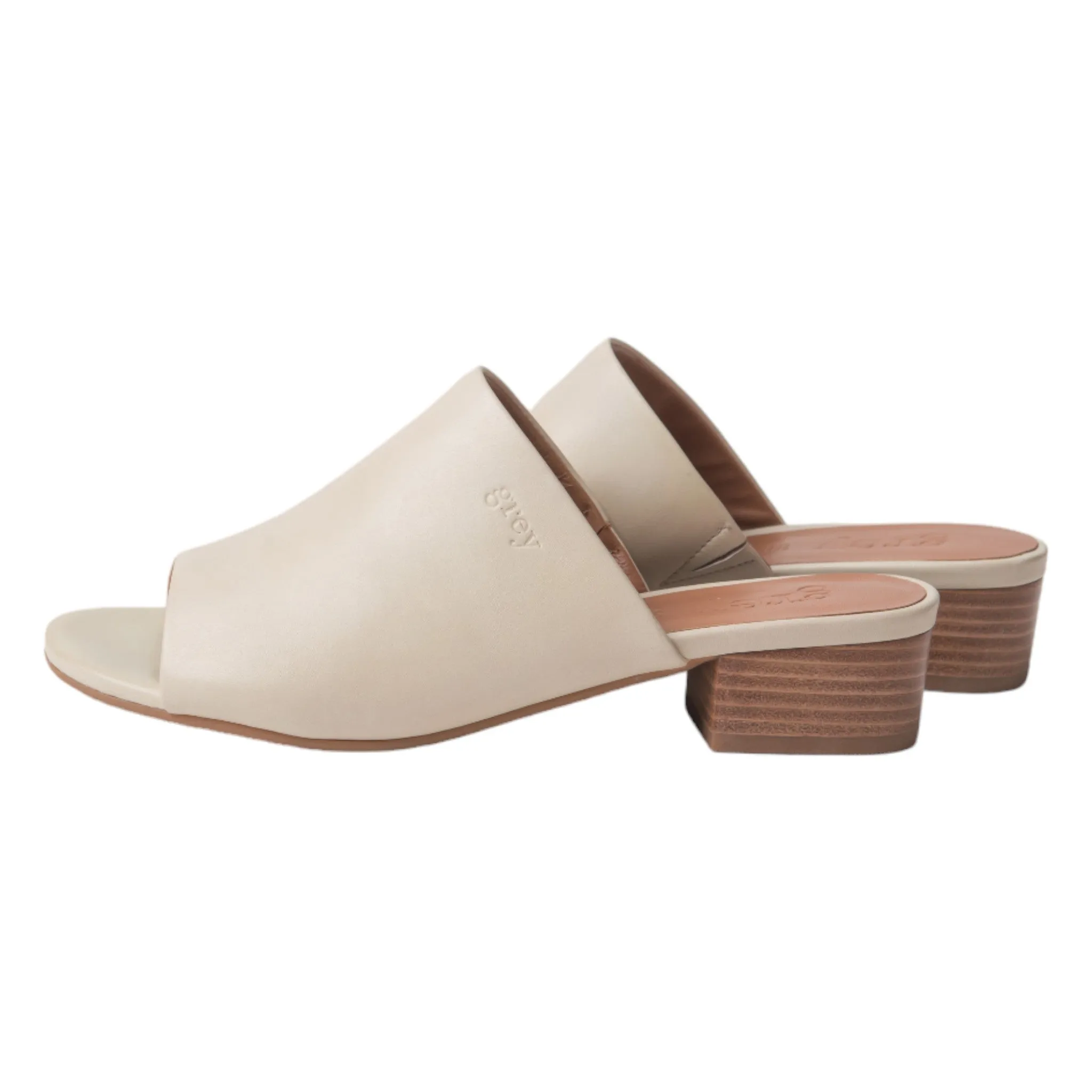 Low Heeled Mule Sandals (White Sage)