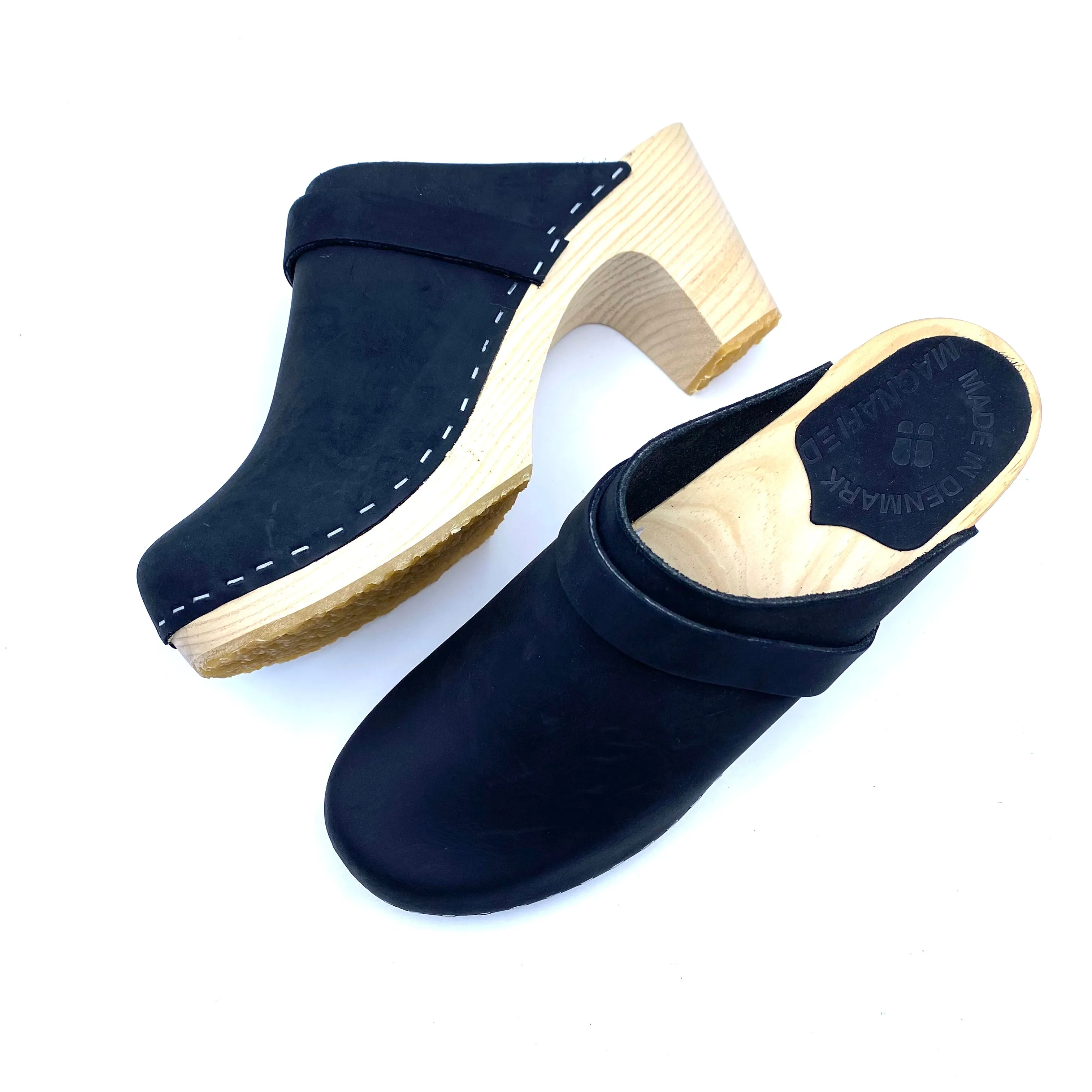 Maj High-heel Clogs | Premium Nubuck Black