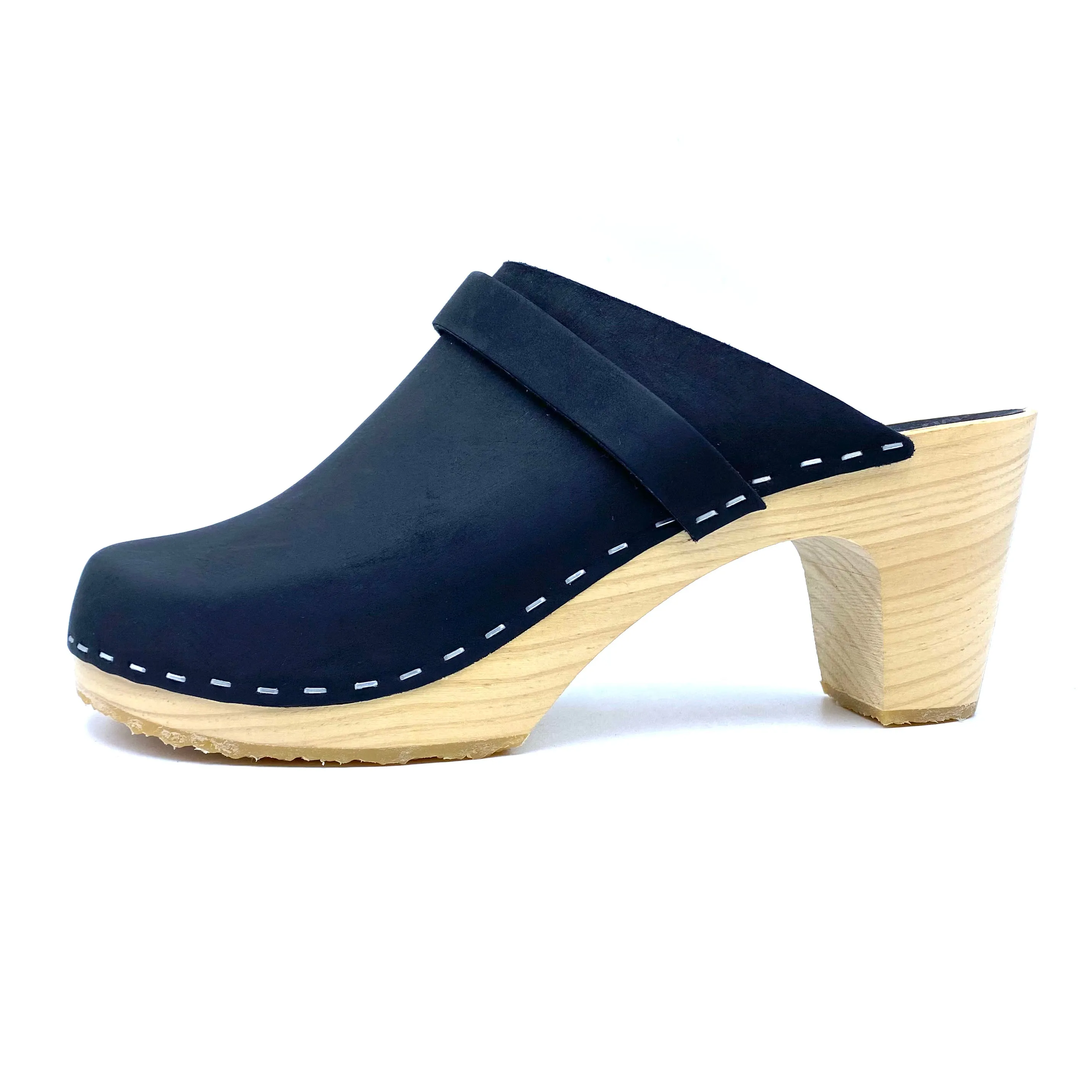 Maj High-heel Clogs | Premium Nubuck Black