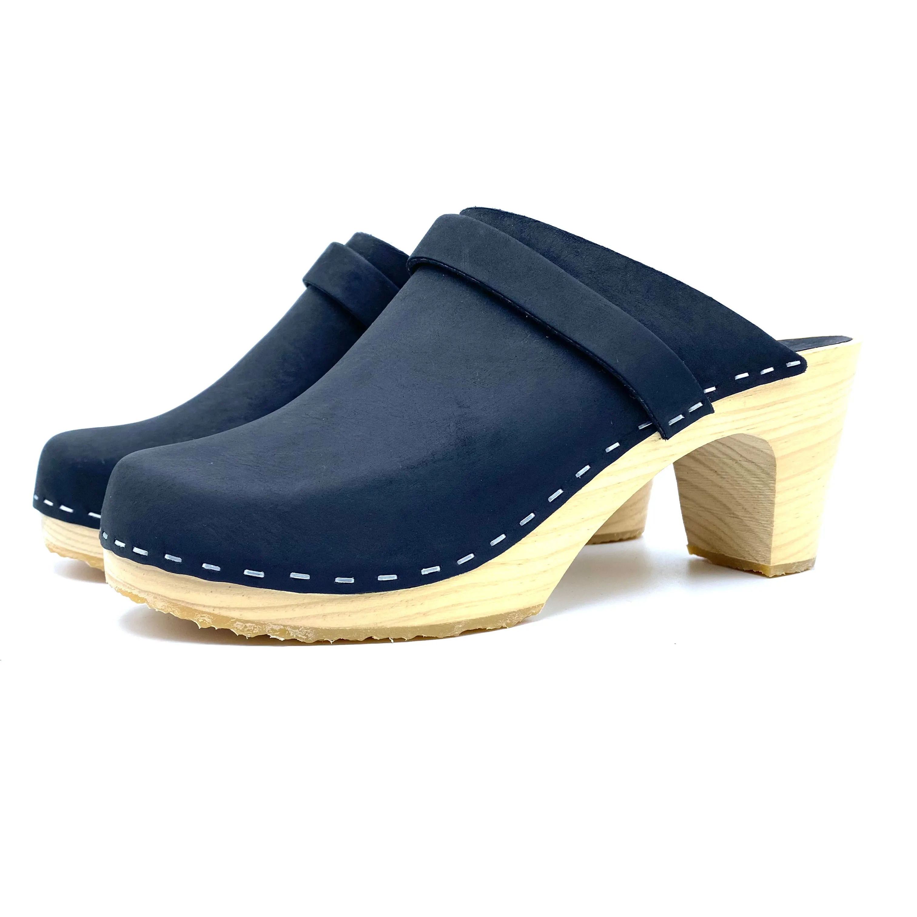 Maj High-heel Clogs | Premium Nubuck Black