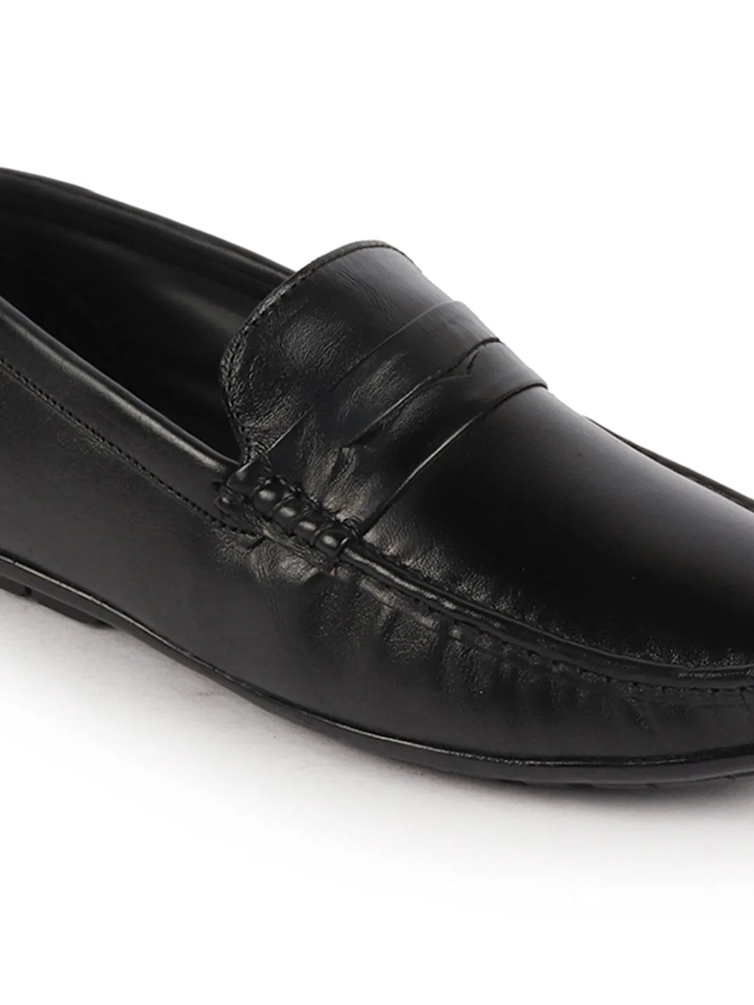 Men Black Classic Genuine Leather Slip on Loafer Shoes