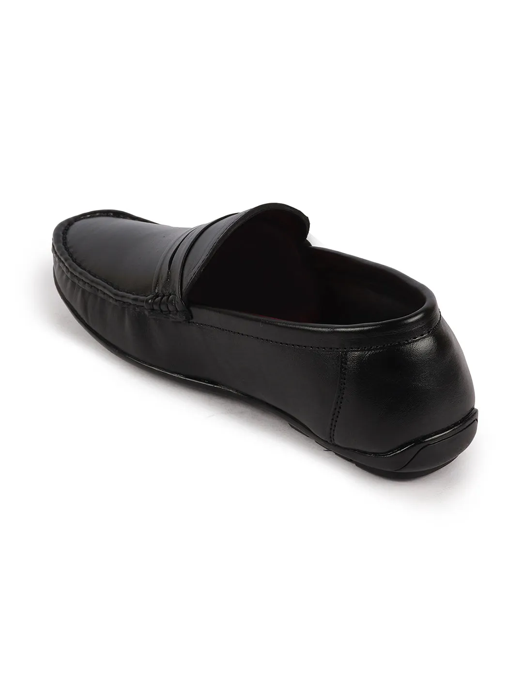 Men Black Classic Genuine Leather Slip on Loafer Shoes