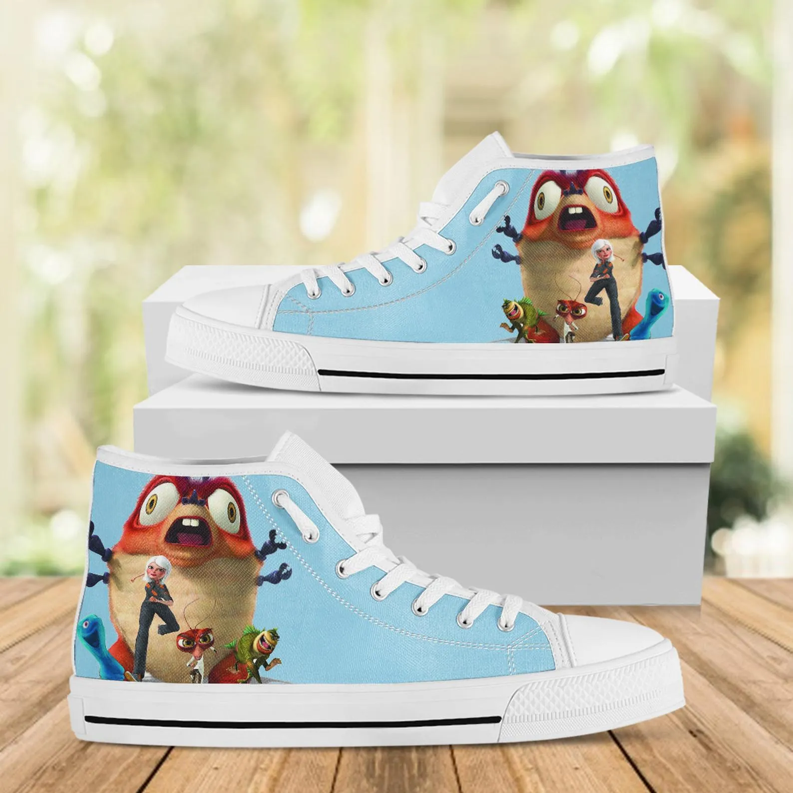 Monster Aliens Custom Shoes, Custom Movie Shoes, Movie Hightops, Disney Cartoon, Disney Movie Shoes, Monster Aliens Shoes