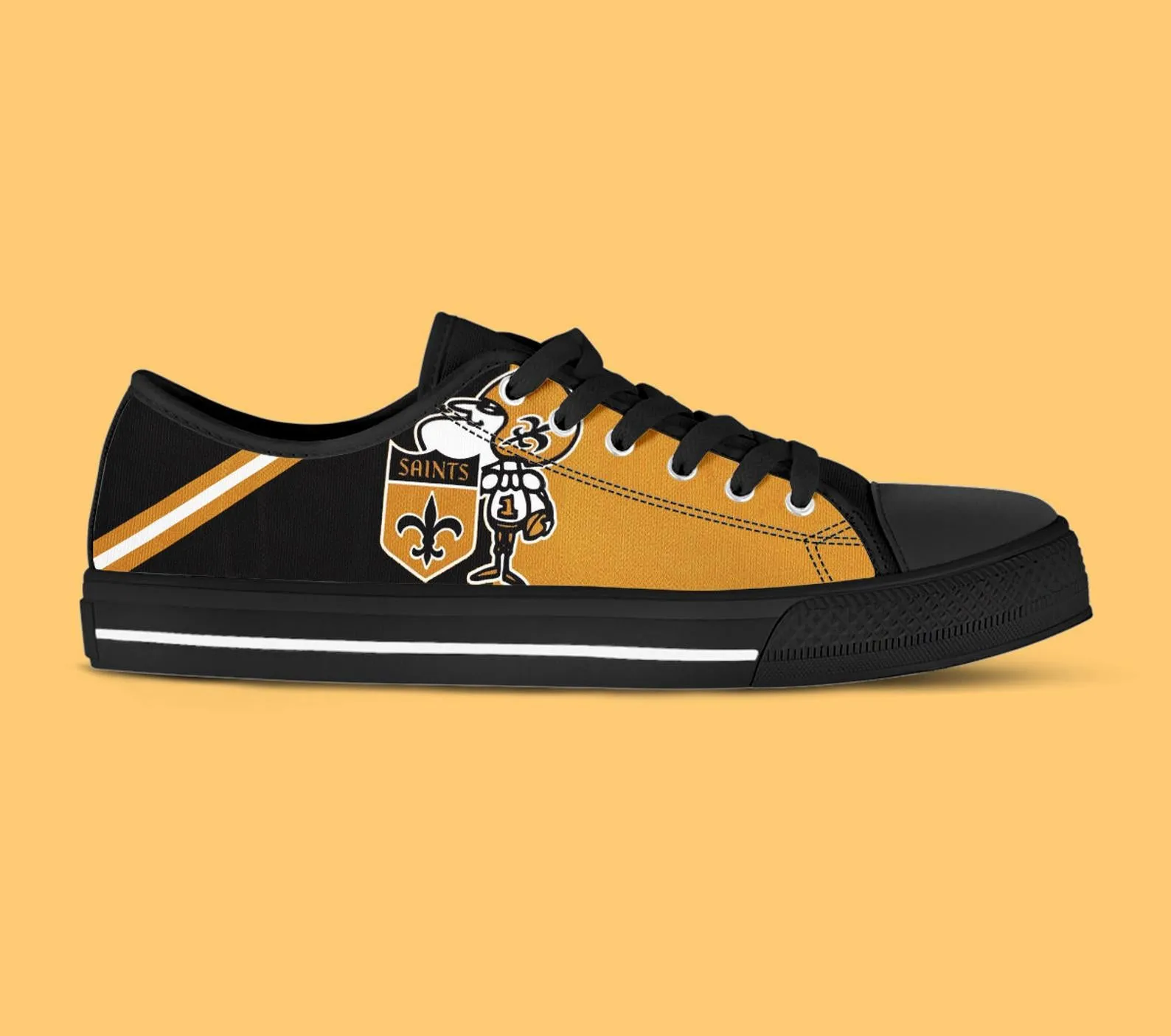 New Orleans Saints Custom Lowtop, Football Custom Shoes, Sport Lowtop, Canvas Shoes, Canvas Lowtop, Unisex Shoes, Gift Birthday