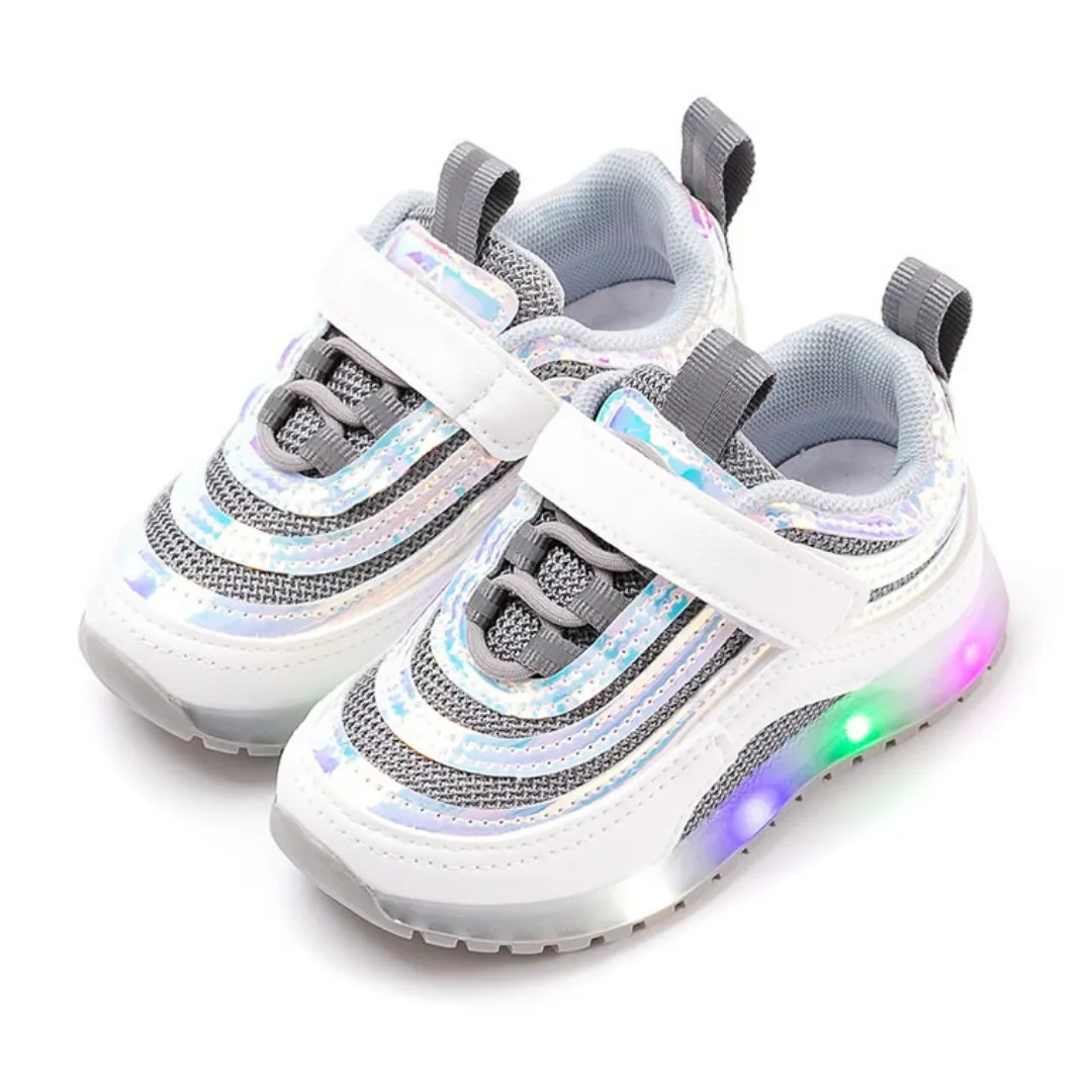 Ozkiz Grey Triple Prism LED Sneakers (Size 140-180)