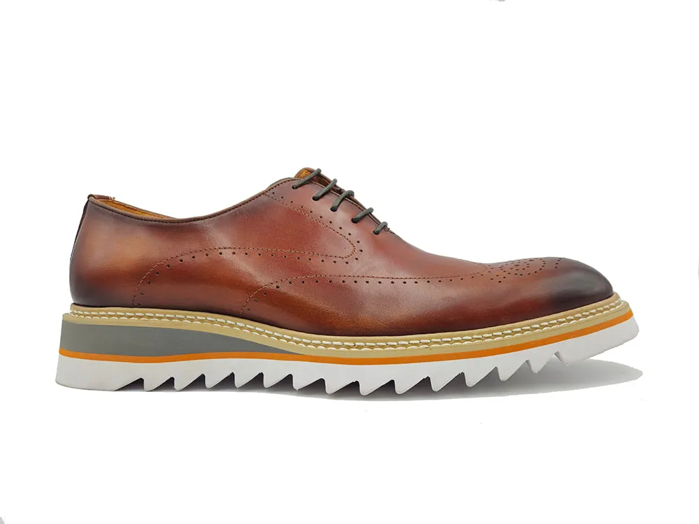 Patina Wing-tip Oxford with Medallion on Toe