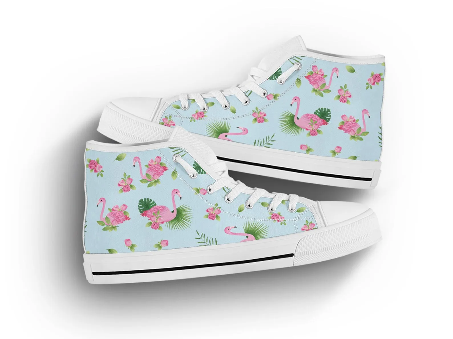 Rose Flamingo Shoes Flamingo Sneakers Cute Shoes Flamingo Lover Gifts Custom High Top Converse Style Sneakers For Adults Women & Men