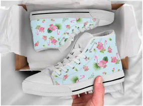 Rose Flamingo Shoes Flamingo Sneakers Cute Shoes Flamingo Lover Gifts Custom High Top Converse Style Sneakers For Adults Women & Men