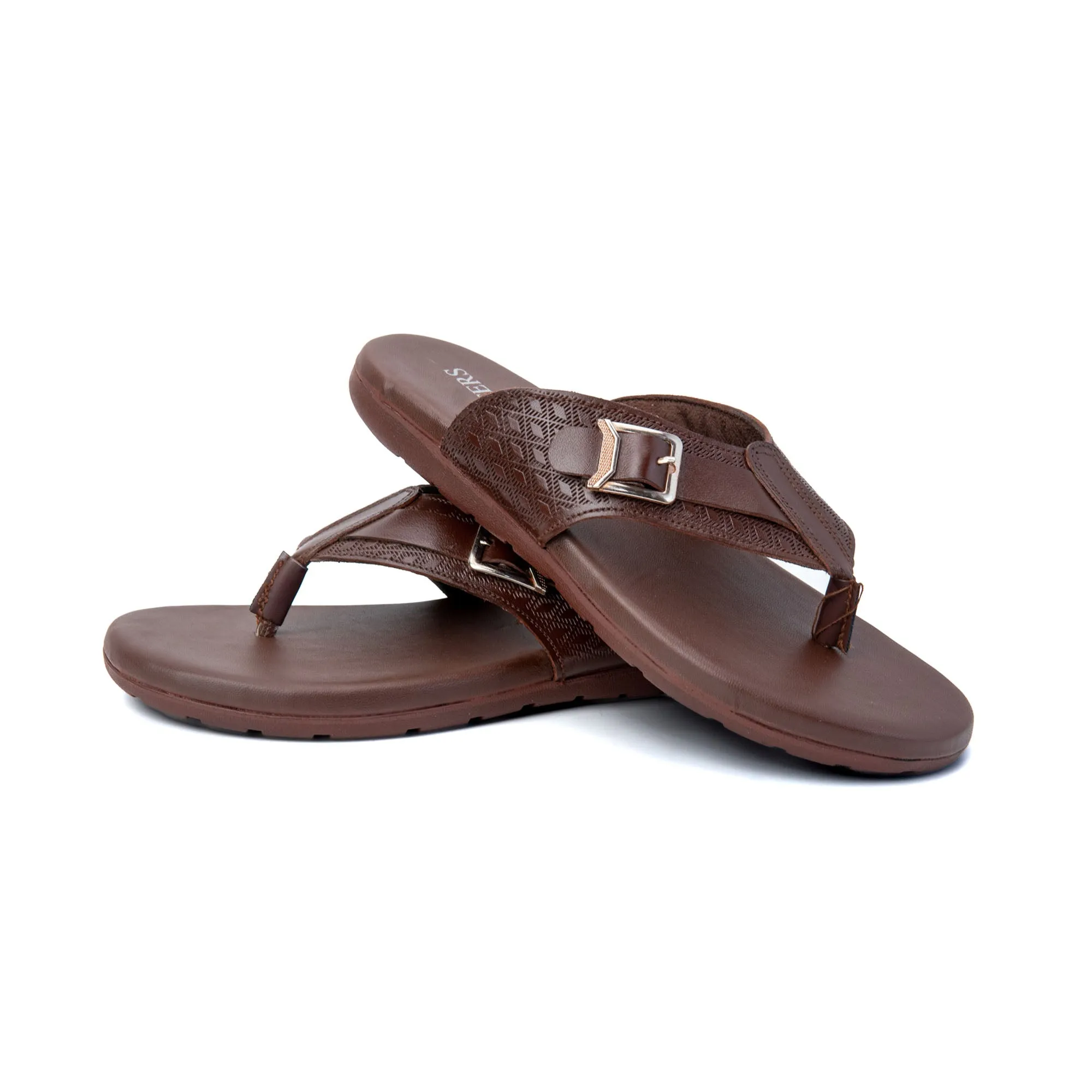 Side Buckled Padded Leather Slippers