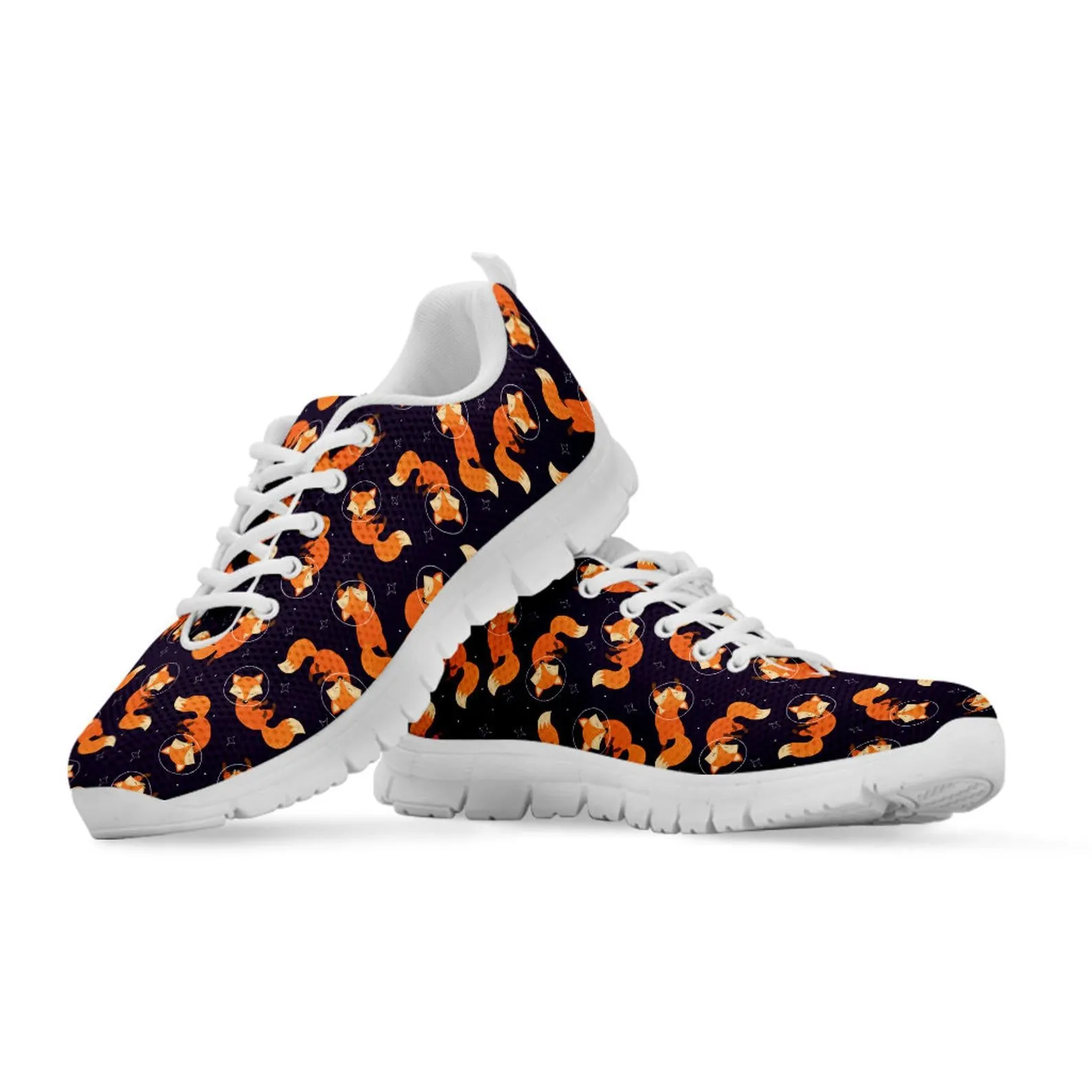 Space Fox Shoes Fox Sneakers Running Shoes Fox Print Pattern Casual Shoes Fox Lover Gifts Clothing for Womens Mens Kids Adults