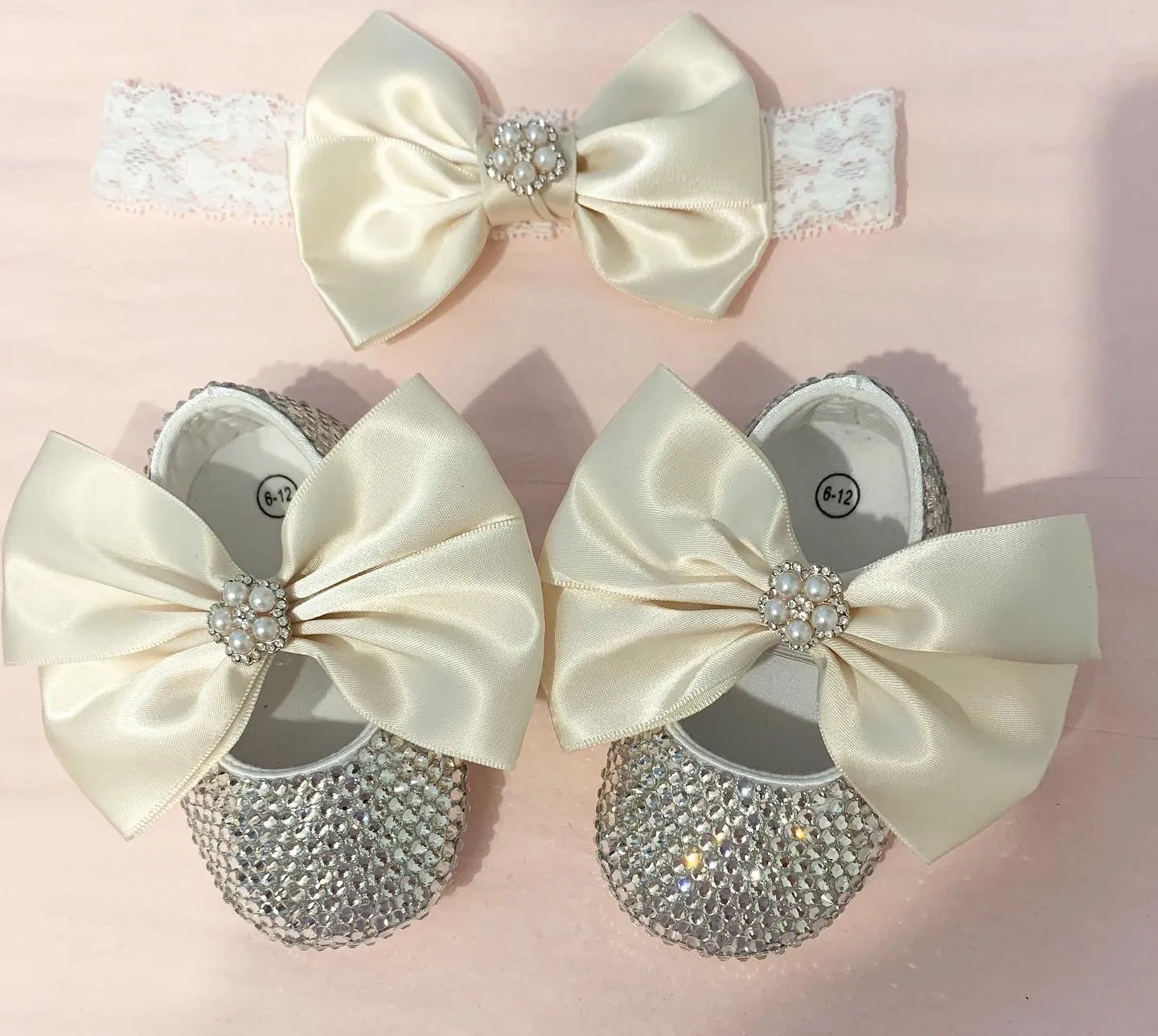 SWAROVSKI SHOES-ivory bow