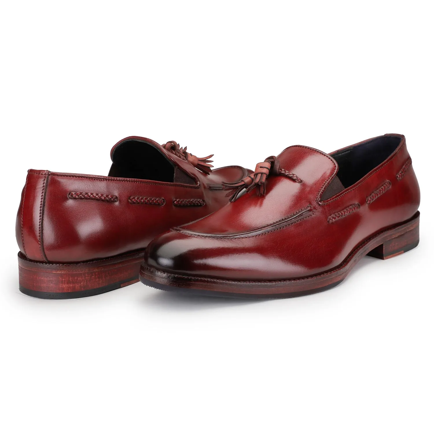 Tassel Loafers - Wine Red