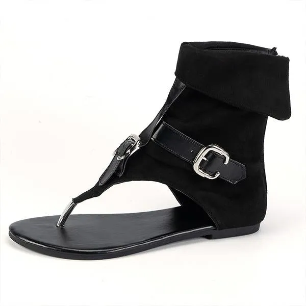 Women's Casual Belt Buckle High Top Flat Flip-Flop Sandals 67993441S