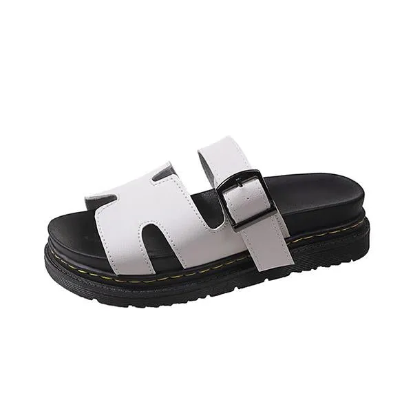 Women's Casual Buckle Decorated Thick Soled Slippers 36071994S