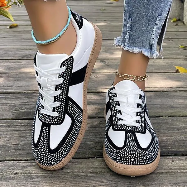 Women's Casual Color Block Lace Up Retro Sneakers 42344032S