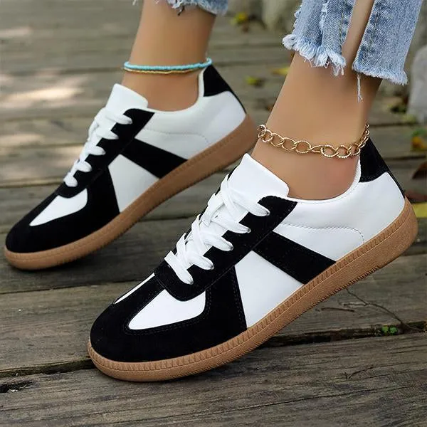 Women's Casual Color Block Lace Up Retro Sneakers 42344032S