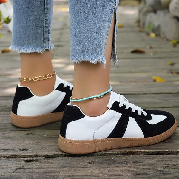 Women's Casual Color Block Lace Up Retro Sneakers 42344032S