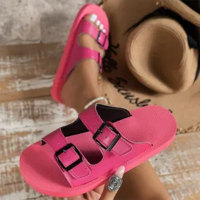 Women's Casual Couple Double Buckle Beach Slippers 04094266S