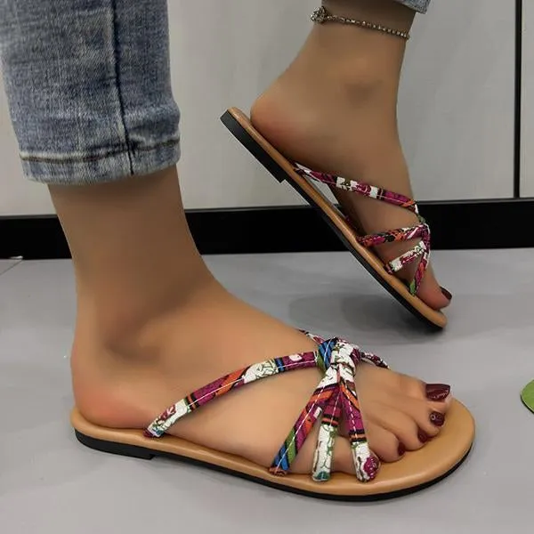 Women's Casual Ethnic Pattern Flat Beach Sandals 71364345S