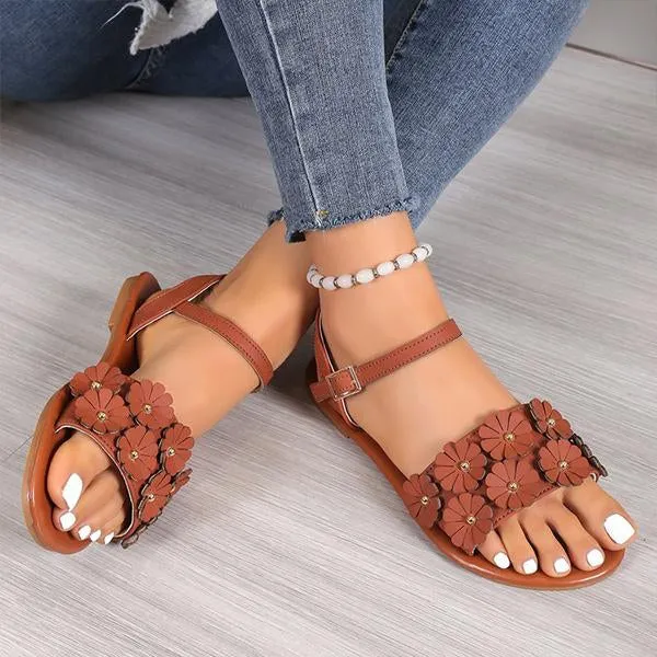 Women's Casual Flower Buckle Flat Sandals 20677204S