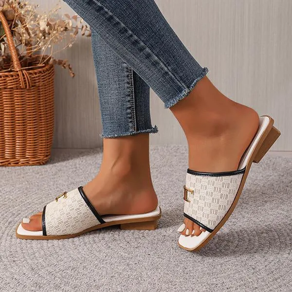 Women's Casual Lettered Square Toe Slippers 82130353S