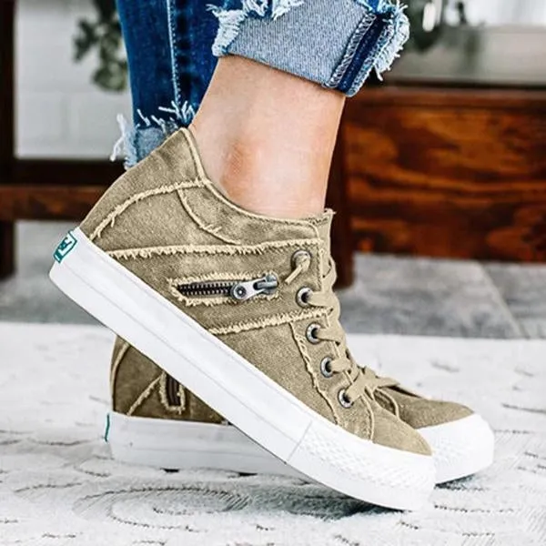 Women's Casual Retro Lace-Up Canvas Sneakers 98433777S