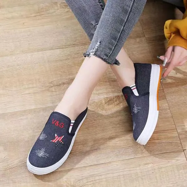 Women's Casual Slip On Flat Low Top Canvas Shoes 36933249C