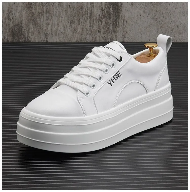 Xituodai  New White Leather Men Casual Shoes fashion Platform Sneakers Trainers Height Increasing Shoes Chaussure Homme