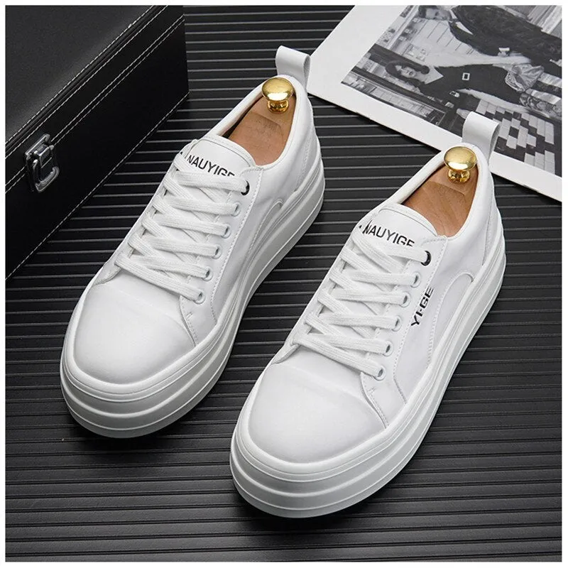 Xituodai  New White Leather Men Casual Shoes fashion Platform Sneakers Trainers Height Increasing Shoes Chaussure Homme