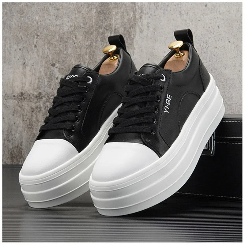 Xituodai  New White Leather Men Casual Shoes fashion Platform Sneakers Trainers Height Increasing Shoes Chaussure Homme